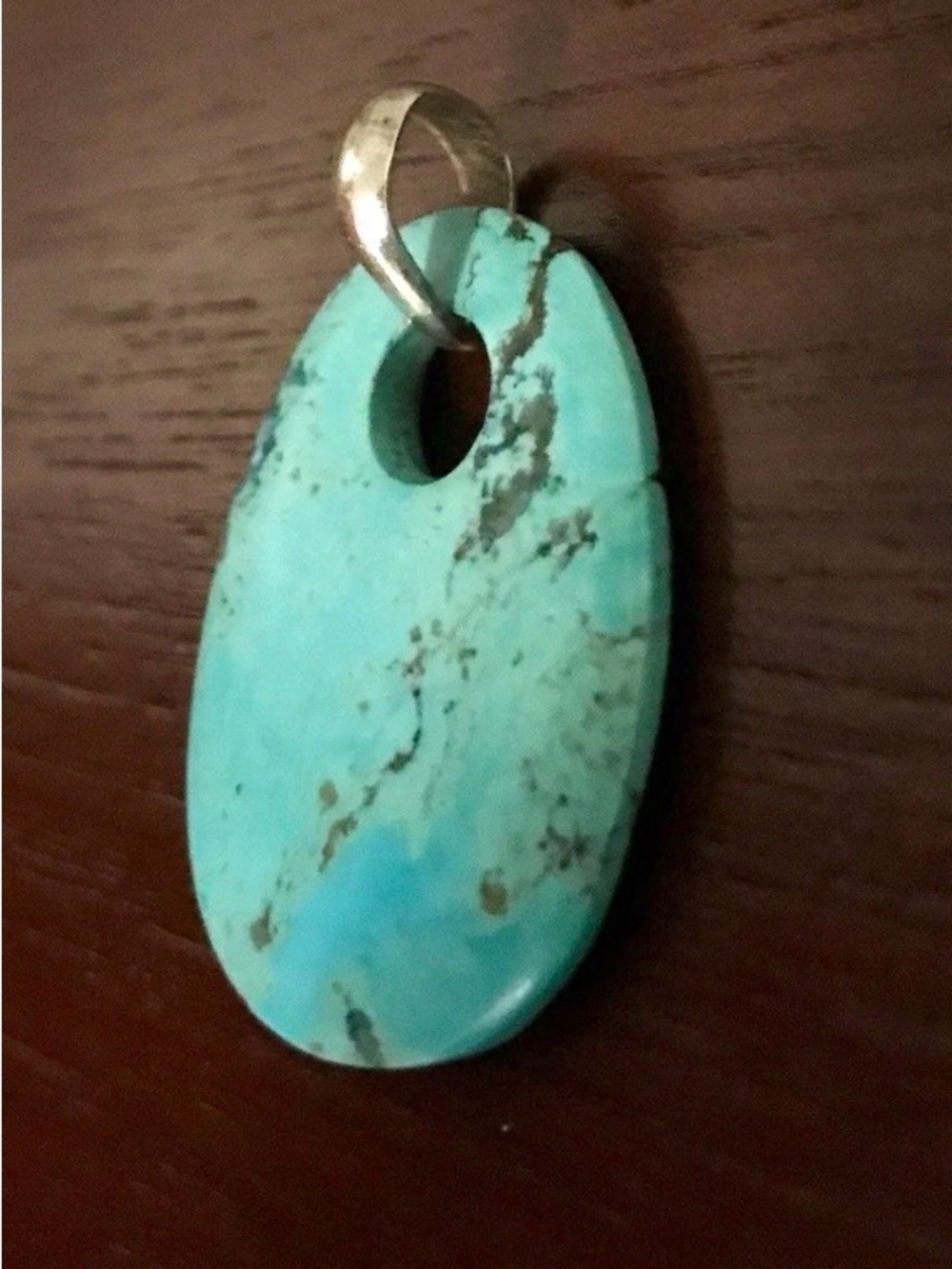 Vintage Natural Turquoise Stone Pendant with Sterling Silver Bail